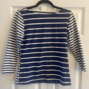 J McLaughlin Womens XS Navy Boat Neck Top Catalina Coastal Nautical Euro Resort